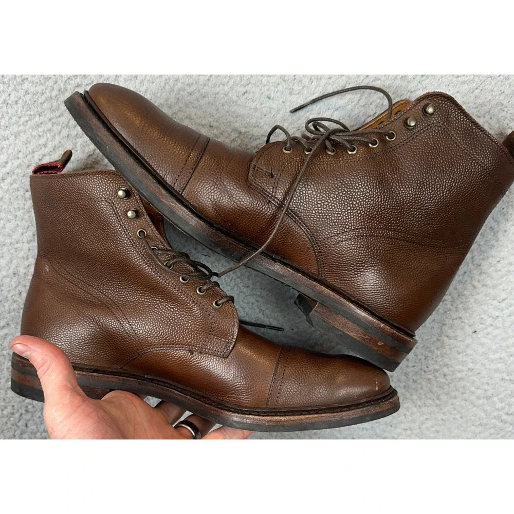 Allen Edmonds First Avenue Boots Mens 9.5D Higgins Mill Brown Pebble Grain EUC